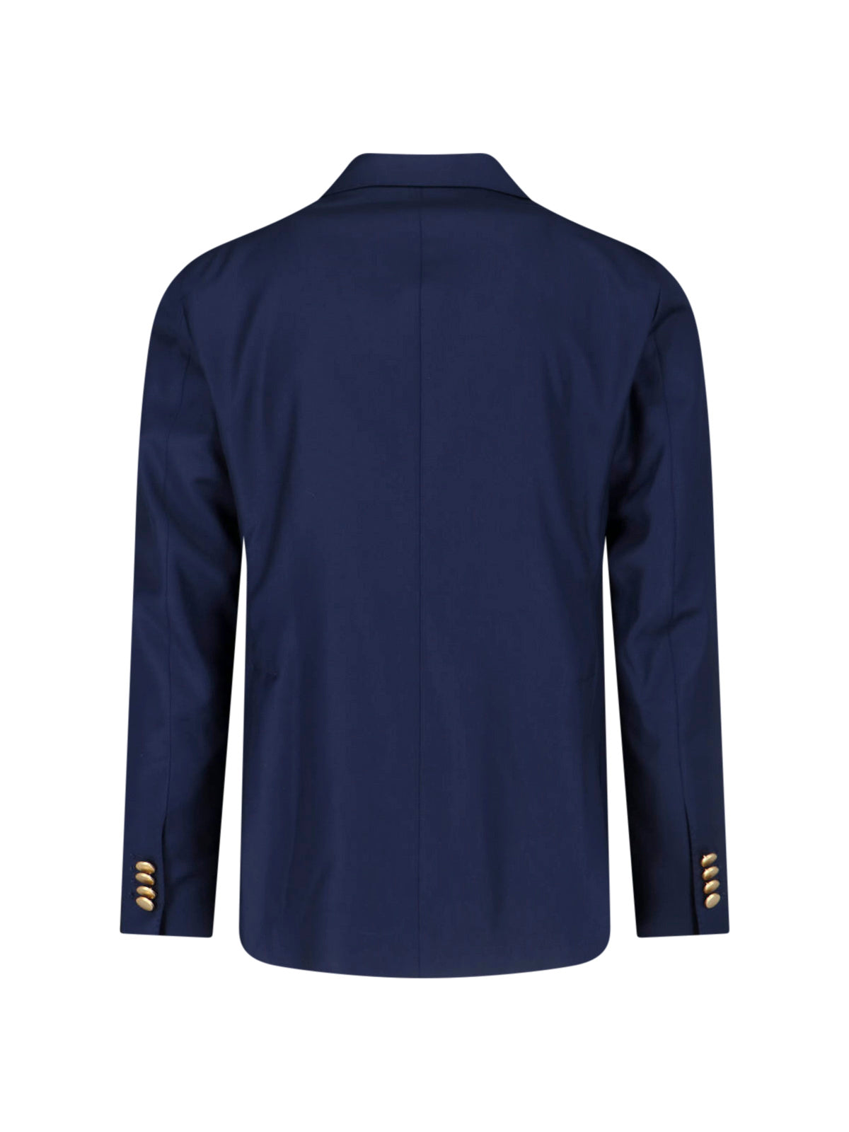 Navy Blue Double-Breasted Wool Blazer