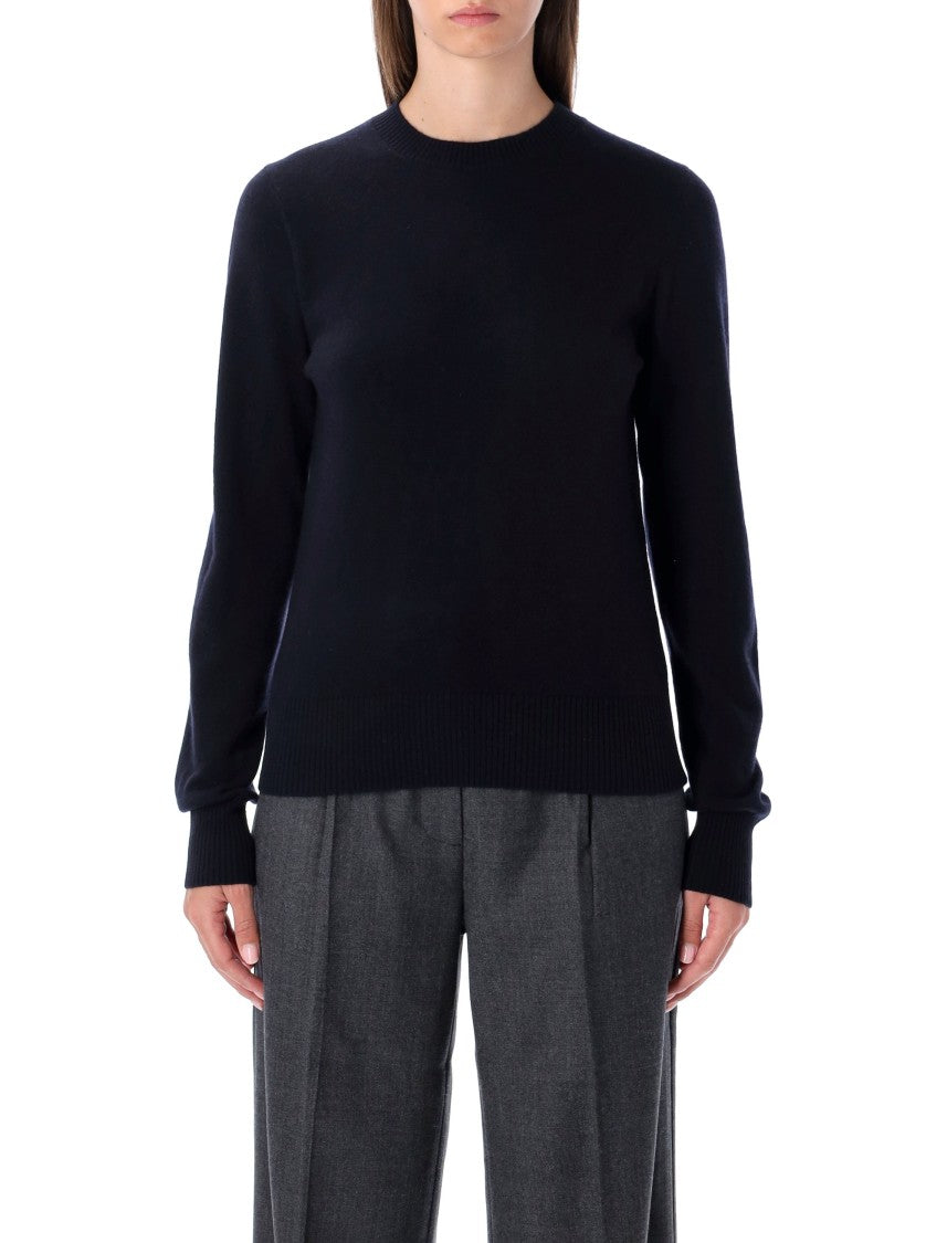 Navy Blue Wool-Cashmere Blend Crewneck Sweater