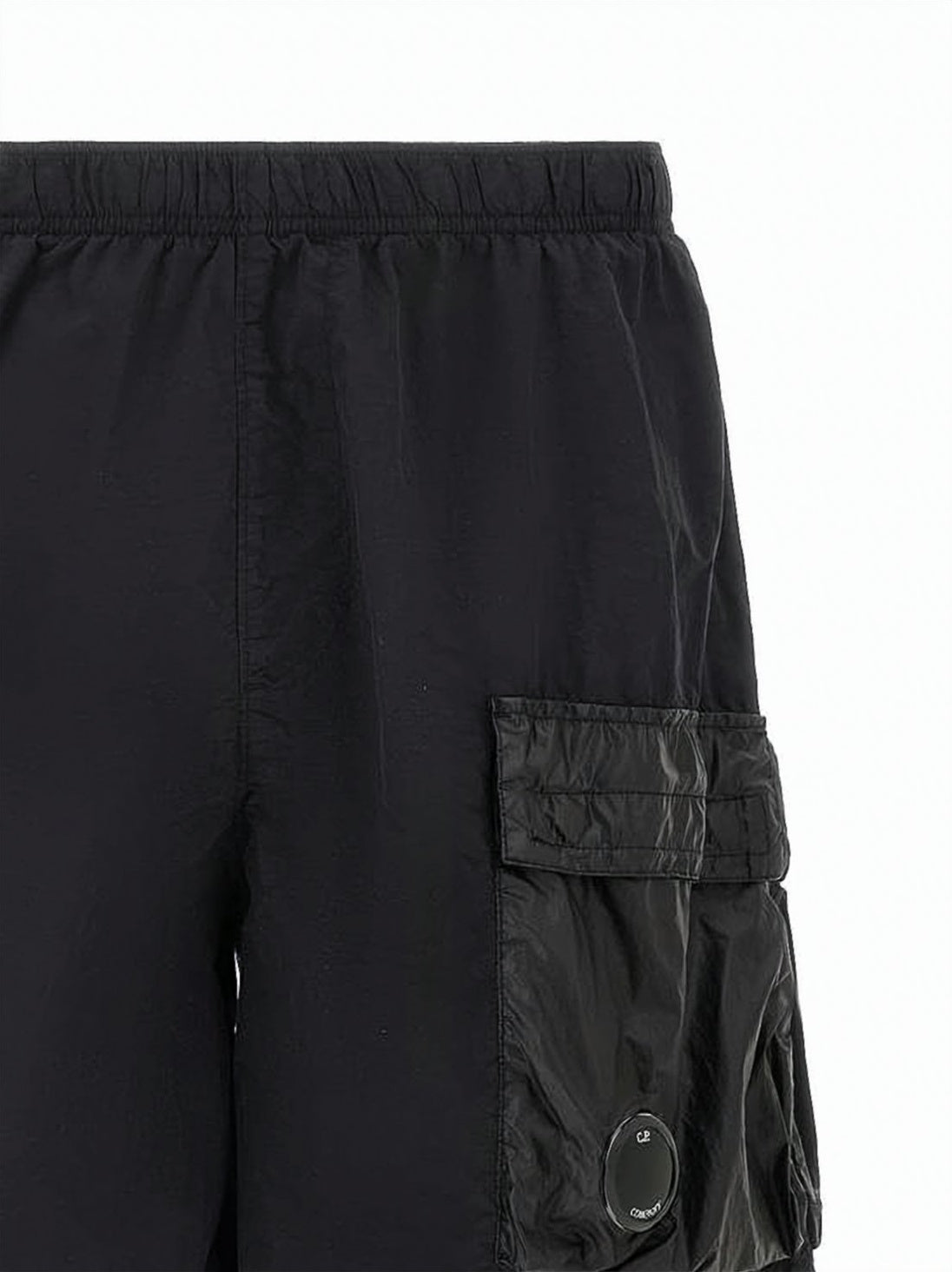 Functional Black Polyamide Shorts with Logo Detail