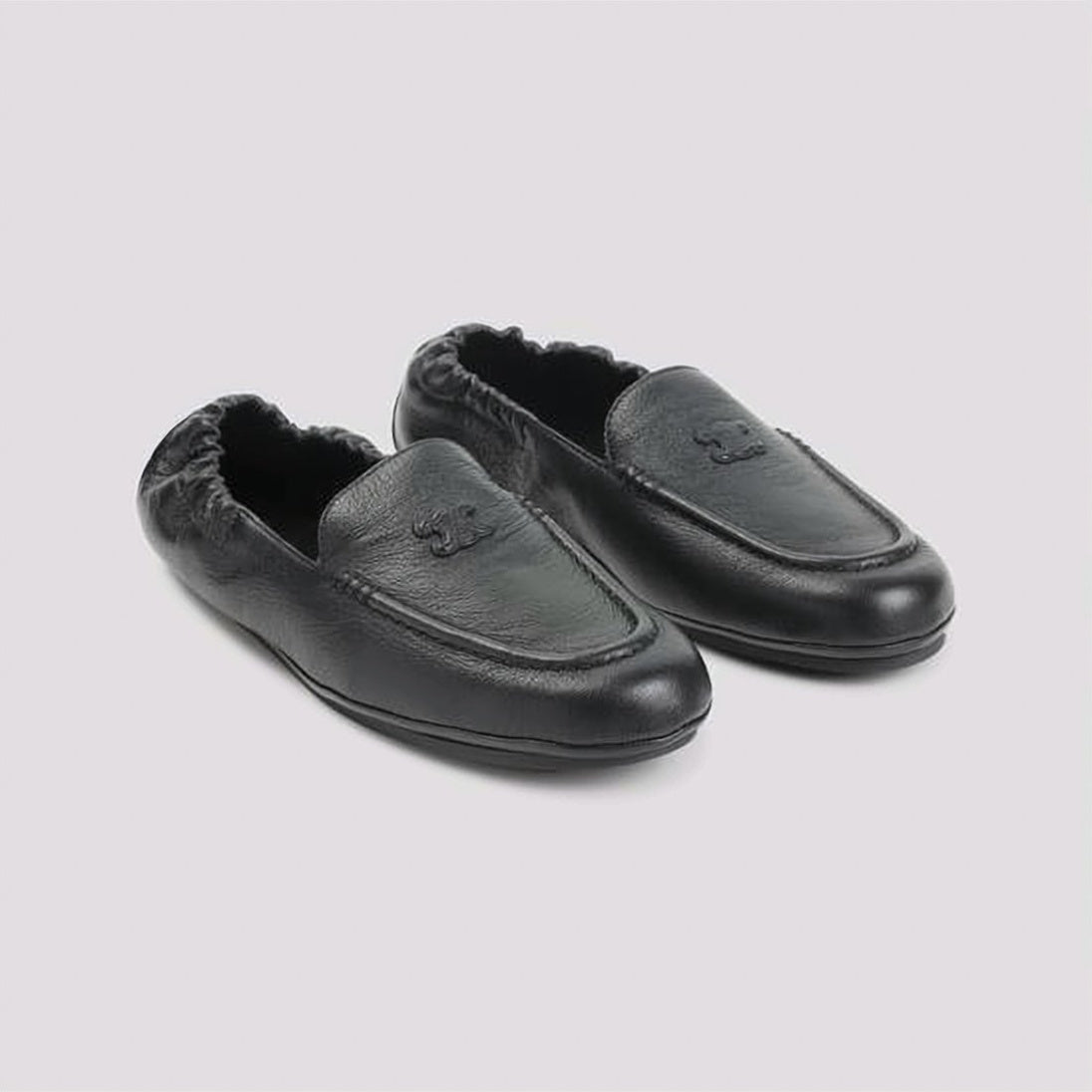 Goat Leather Loafers with Rounded Toe and Elasticized Back