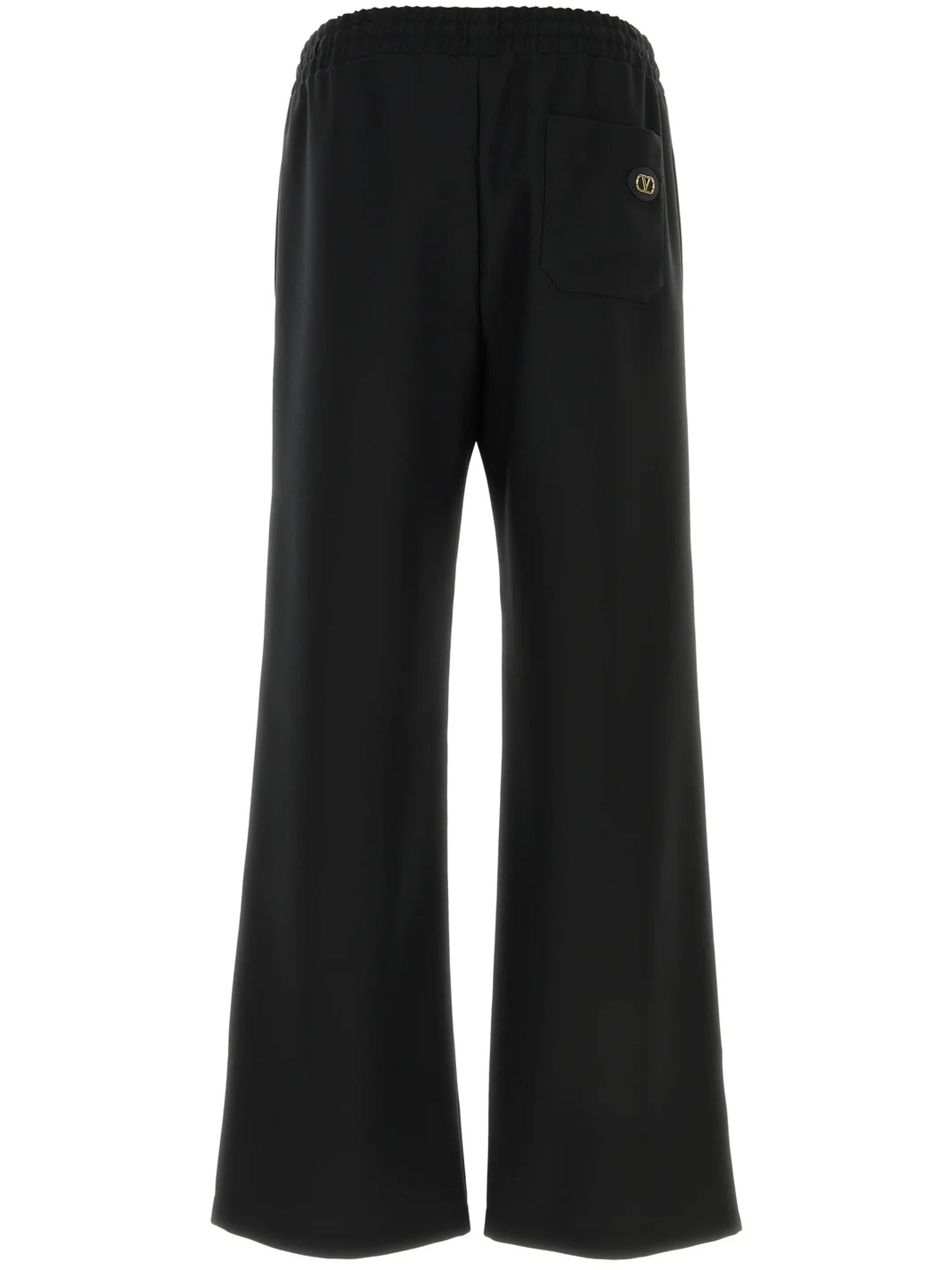 Black Wide-leg Logo Plaque Jersey Pants