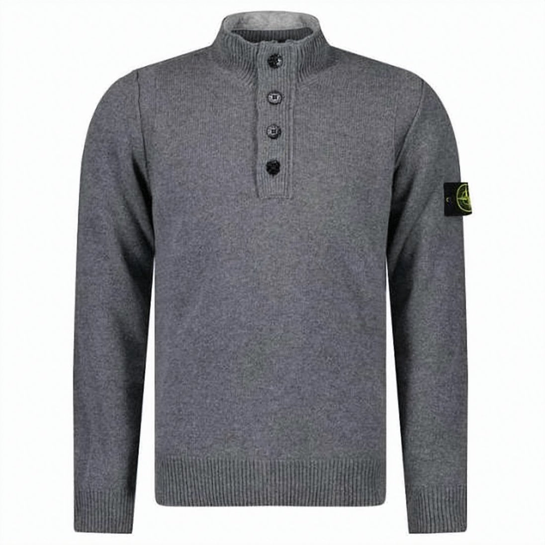 Half-Zip Knit Sweater With Ribbed Mock Neck