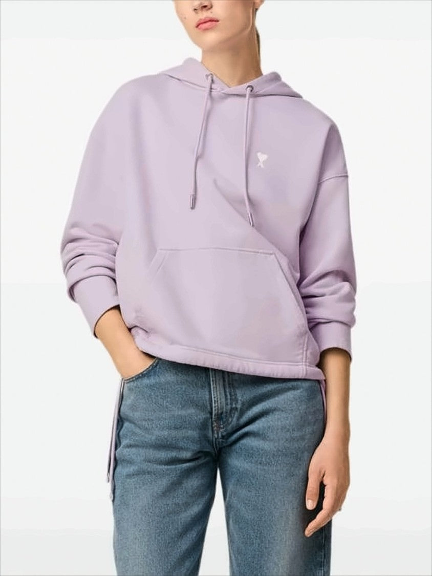 Cropped Lilac Hoodie with Drawstring and Adjustable Ties