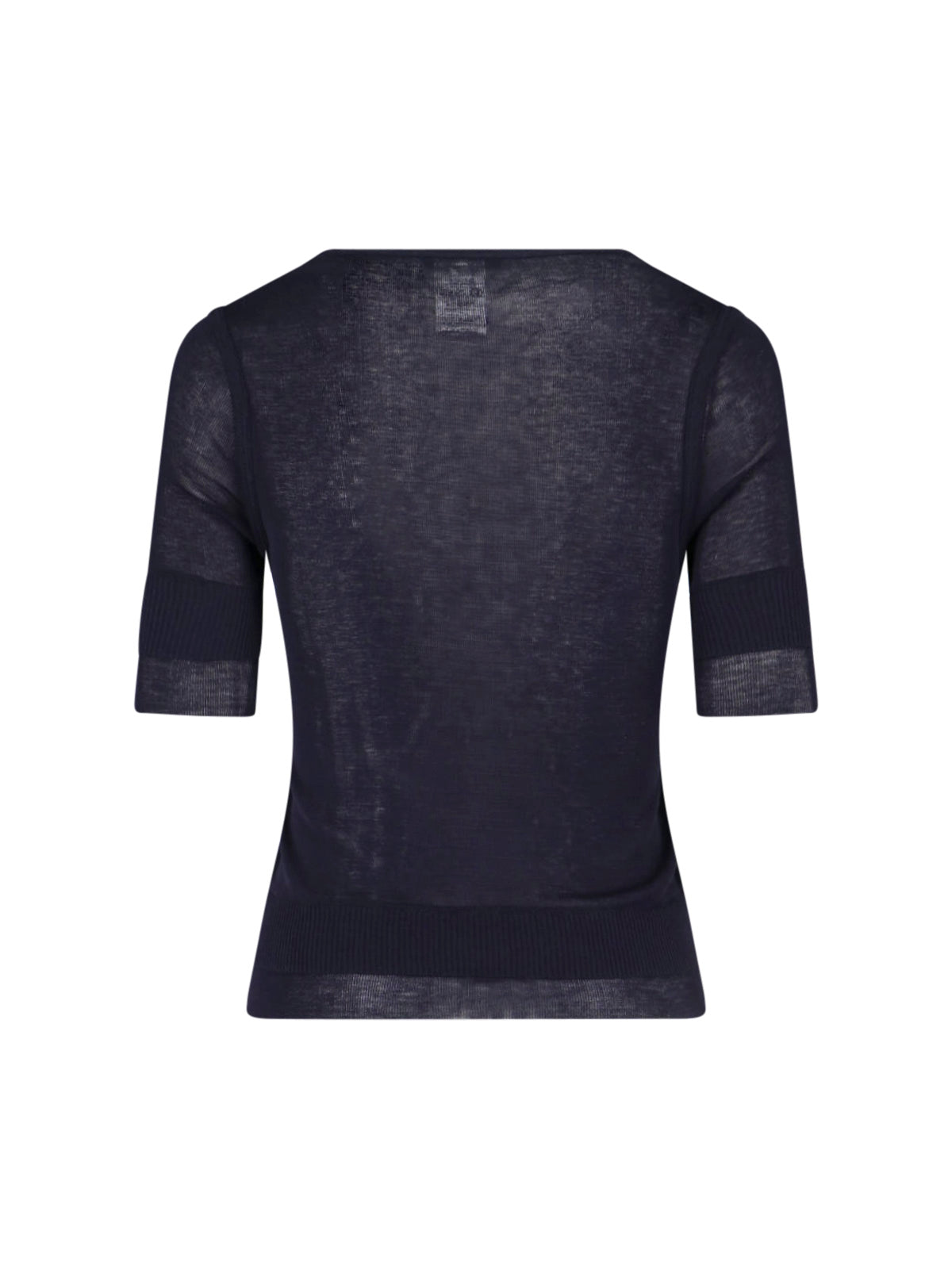 Navy Viscose Silk Three-Quarter Sleeve T-Shirt