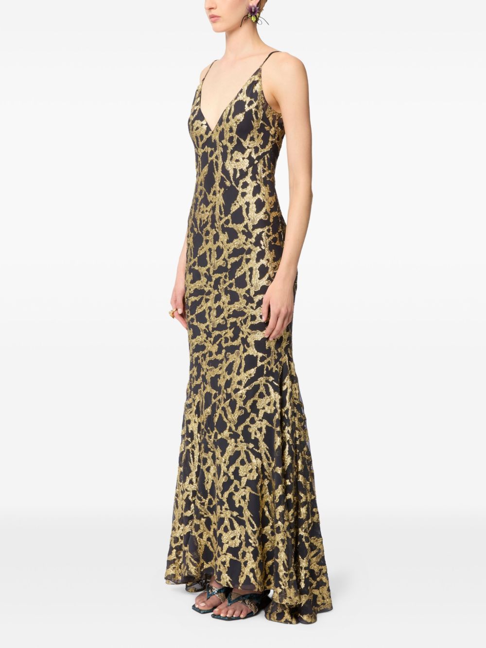 Floor-Length V-Neck Maxi Dress