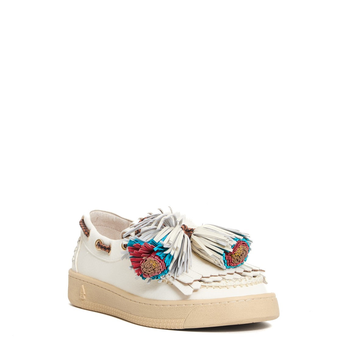White Leather Tassel Moccasin