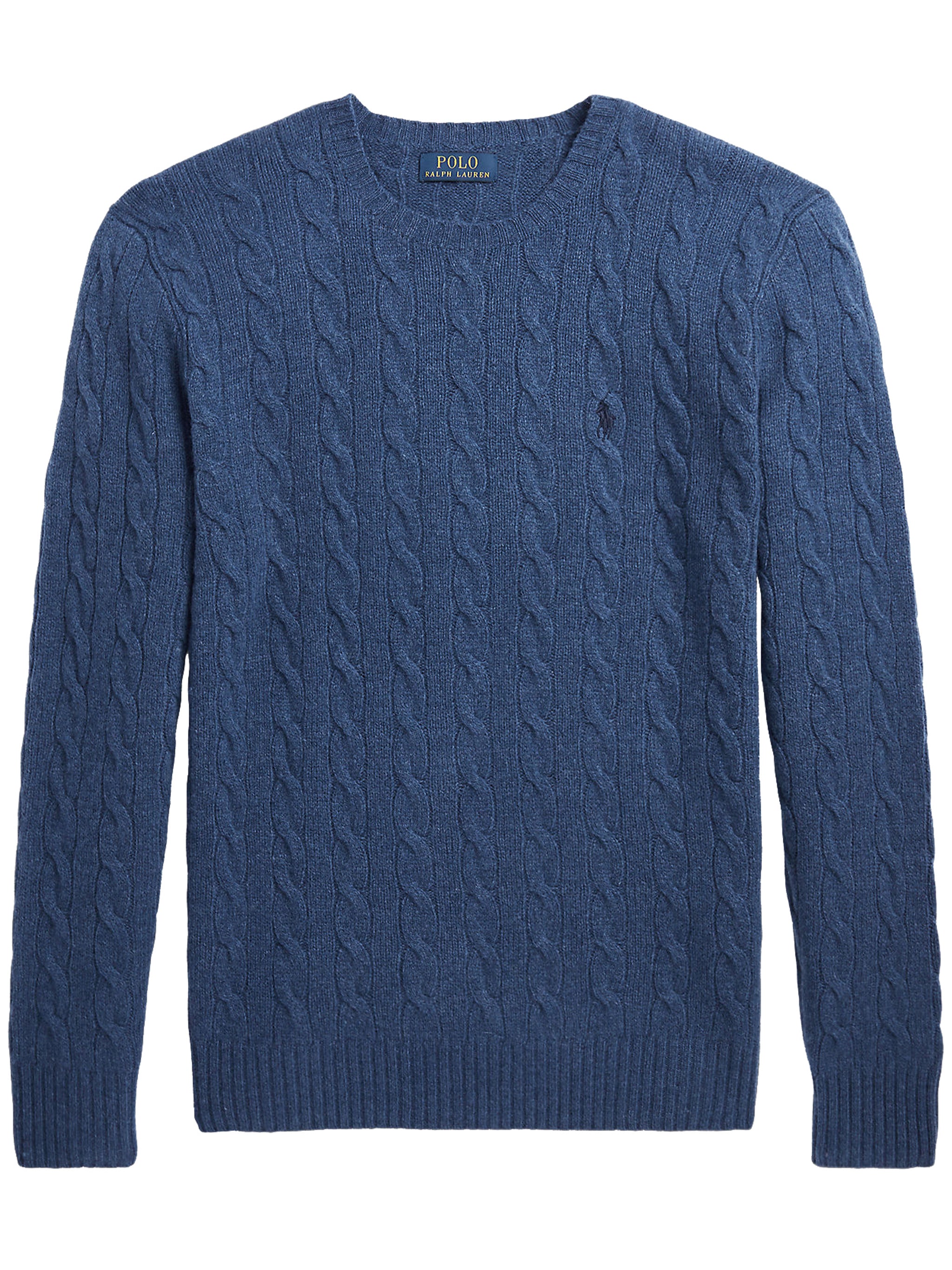 Blue Pullover Cable Knit Cotton Sweater