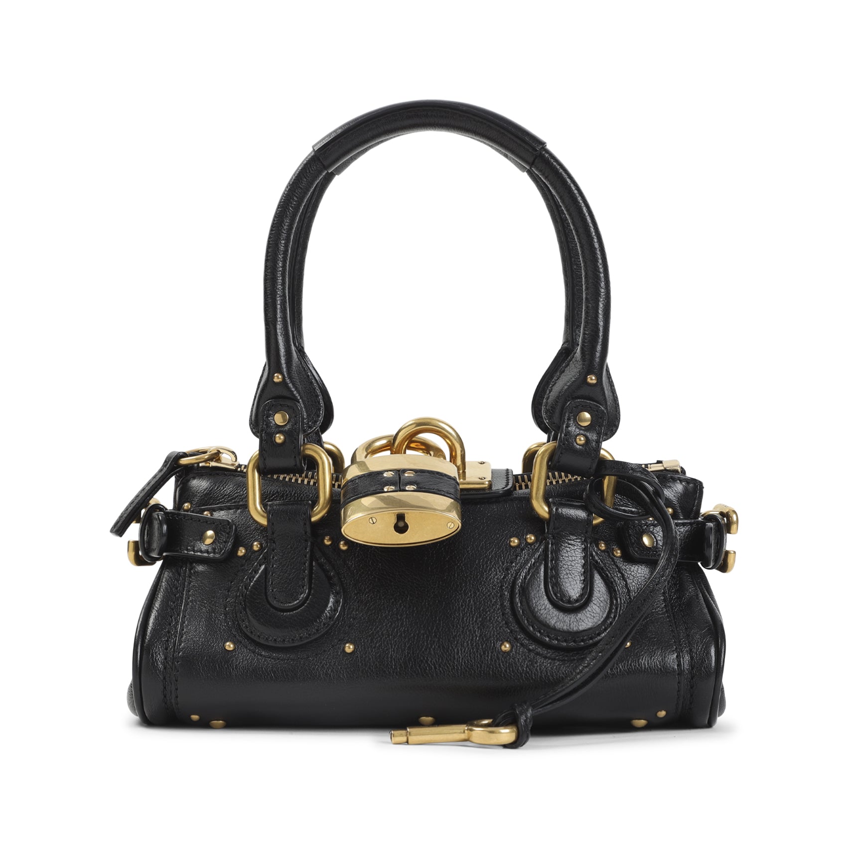 Structured Black Buffalo Leather Paddington Handbag