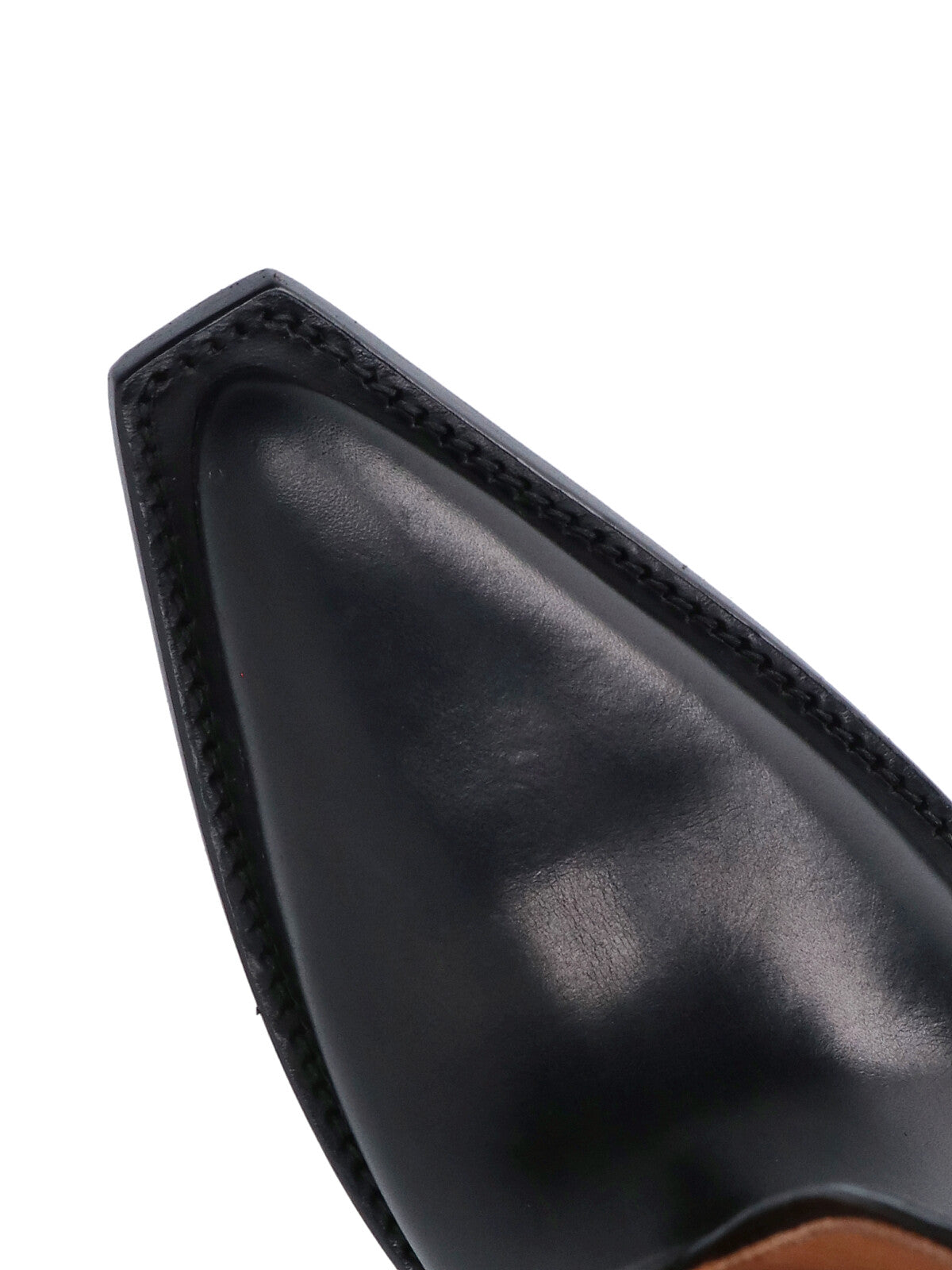 Black Heel-Less Squared Toe Leather Boots