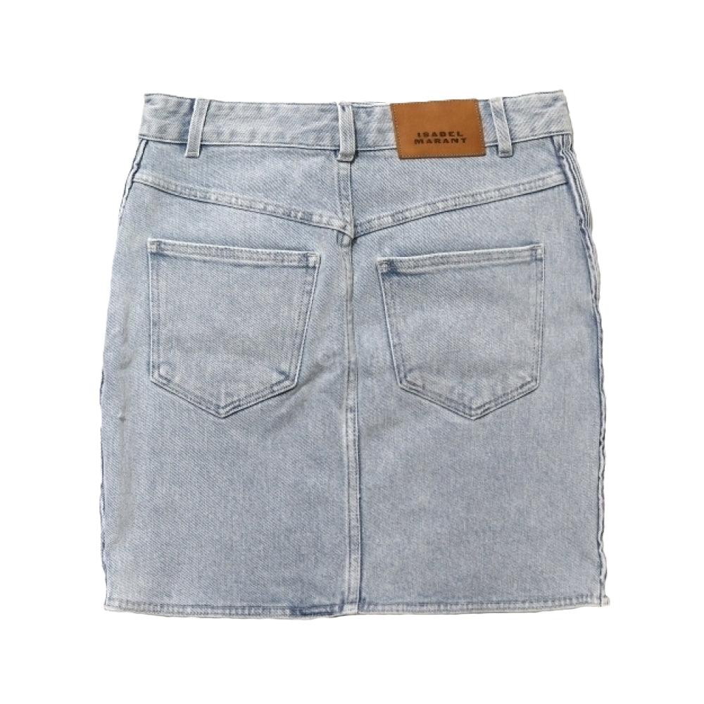 Light Washed Denim Mini Skirt with Vertical Stitching