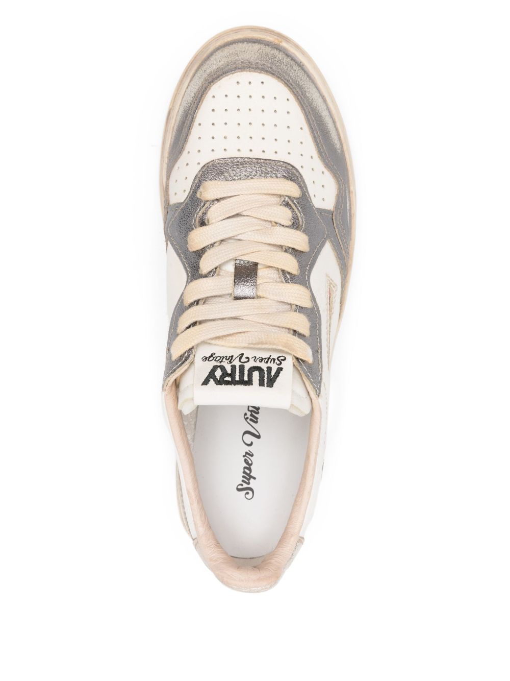 White Low-Top Sneakers With Perforated Design
