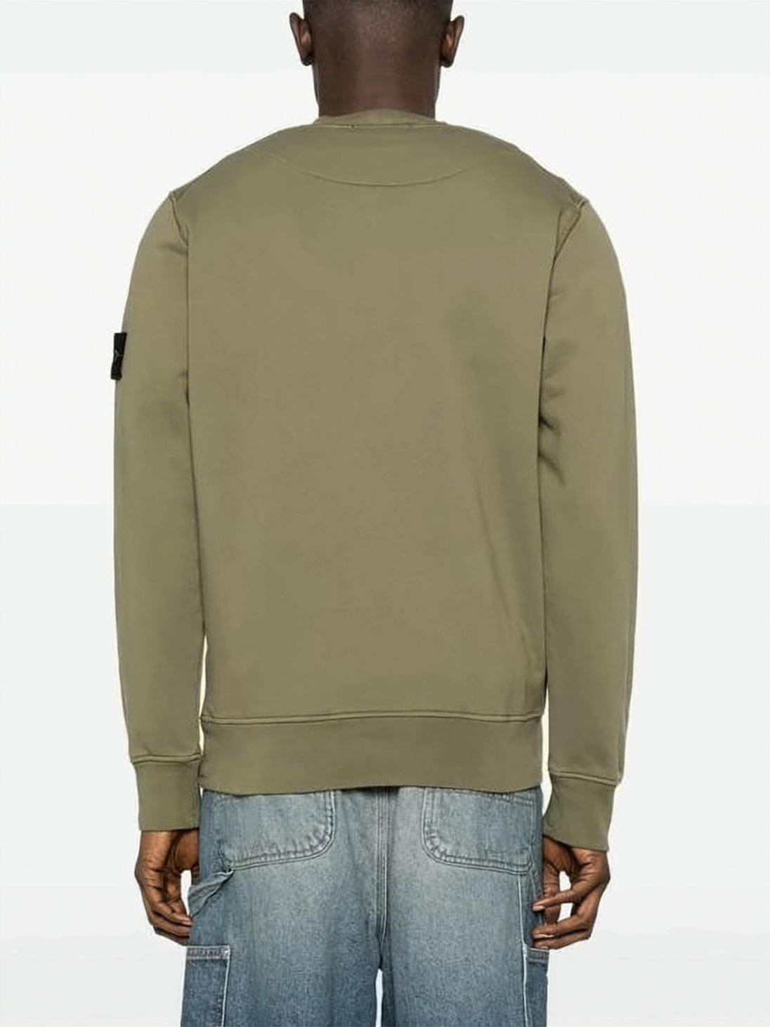 Olive Green Long-Sleeve Sweatshirt with Signature Patch Detail