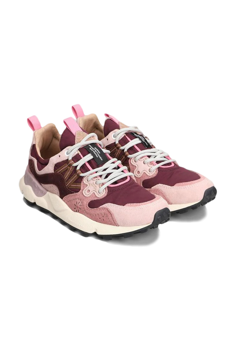 Powder Pink And Bordeaux Sneakers