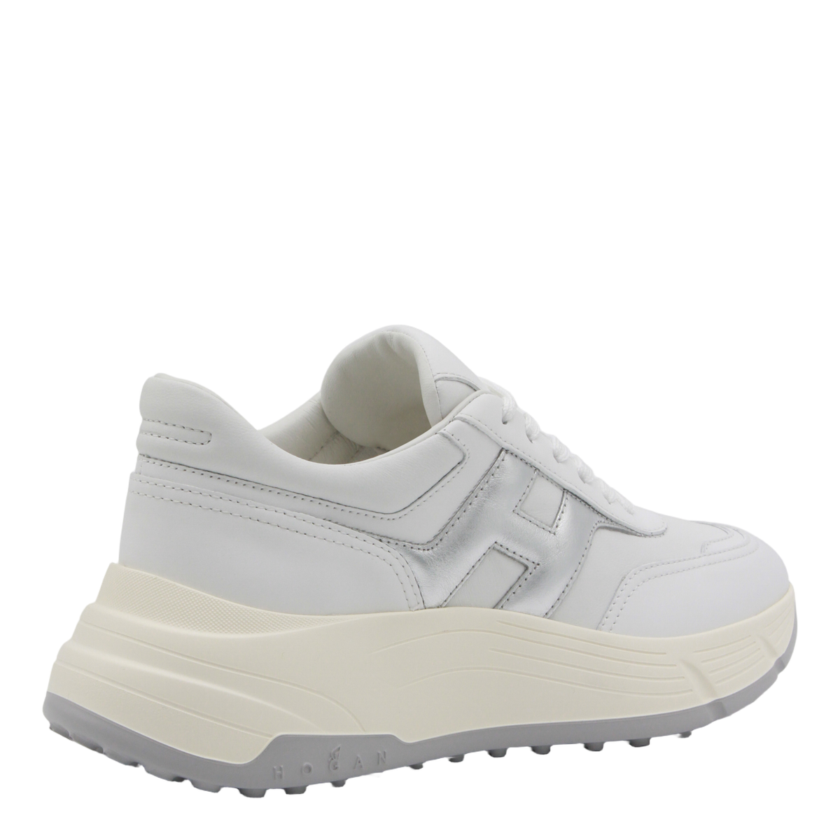 White Sneakers with Metallic Accent