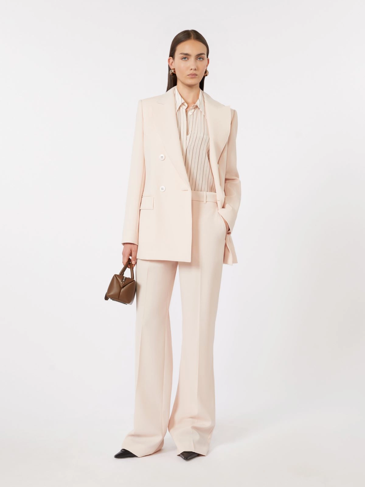 Long-Sleeved Blouse with Classic Collar and Vertical Stripes
