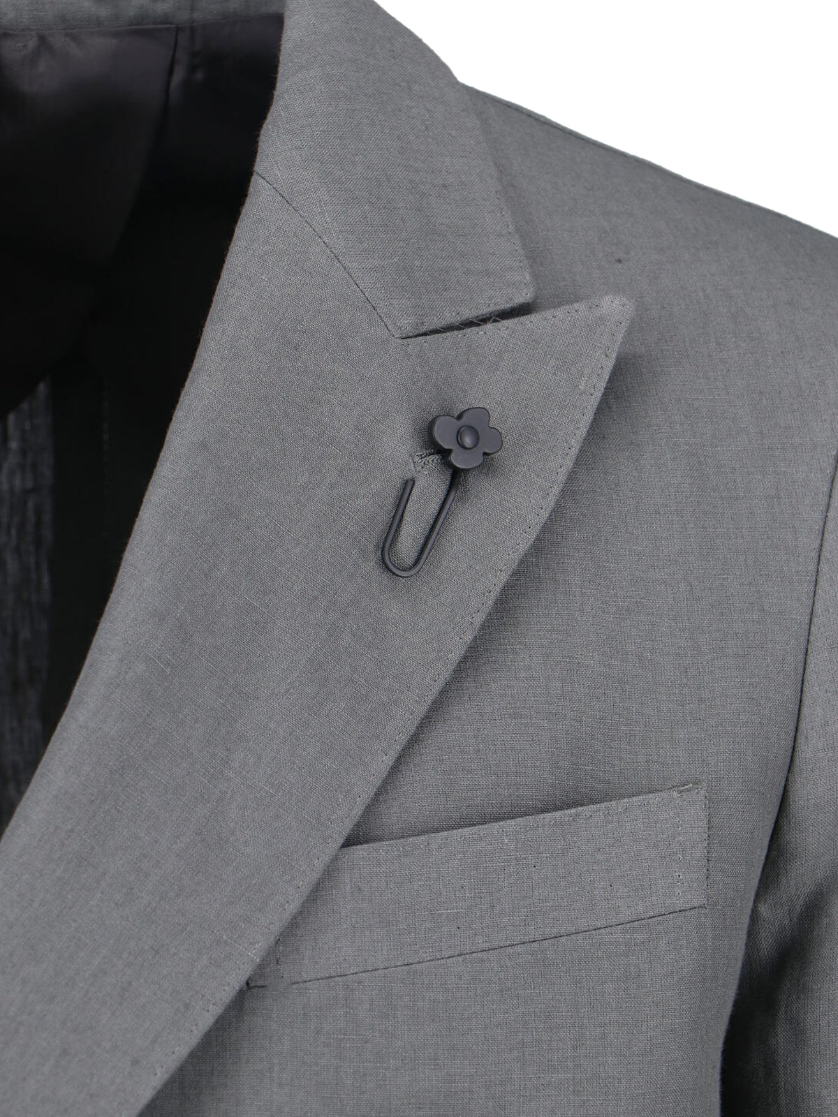 Double-breasted Linen Suit Grey