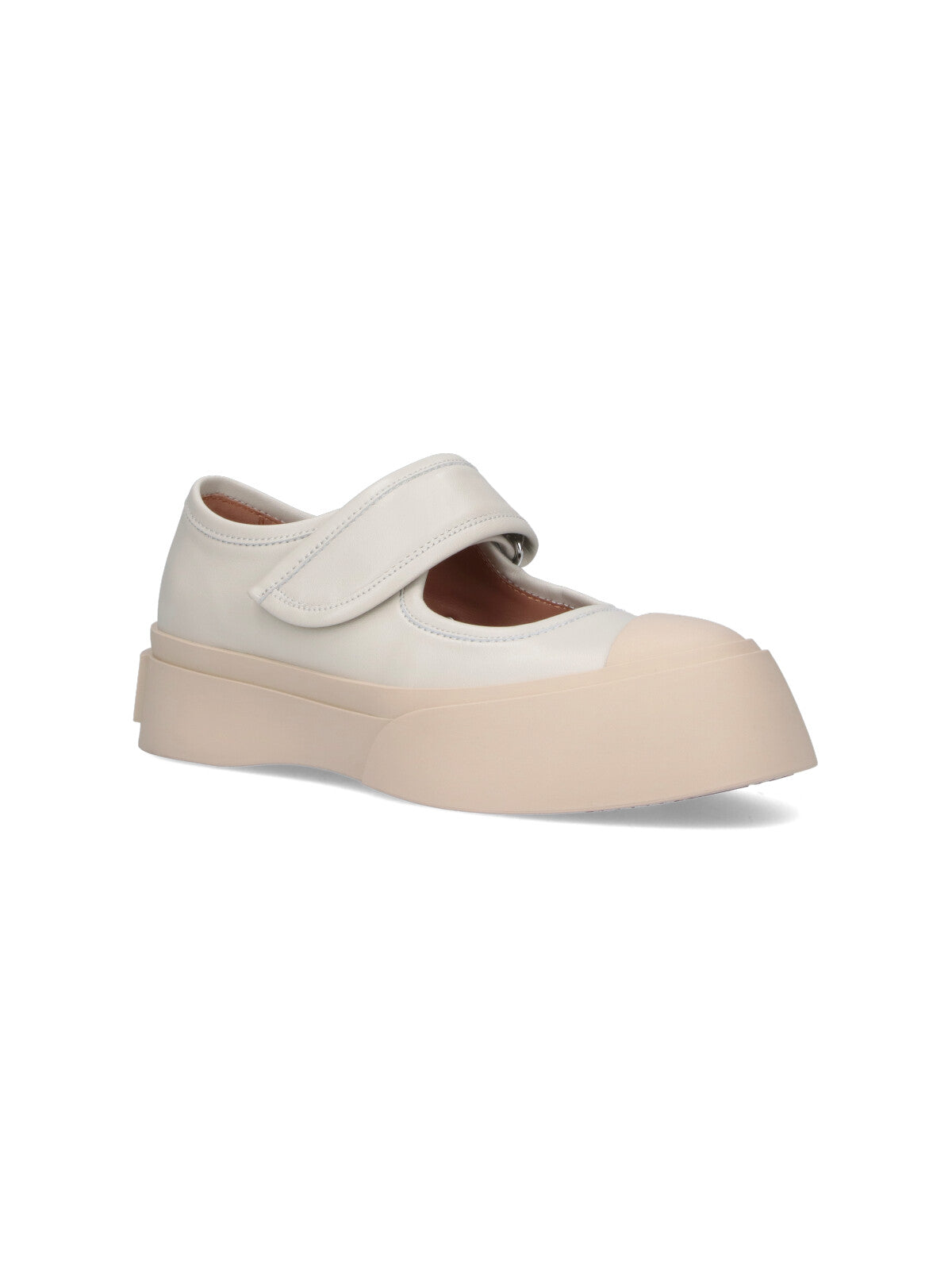 Beige Calfskin Mary Jane Sneakers