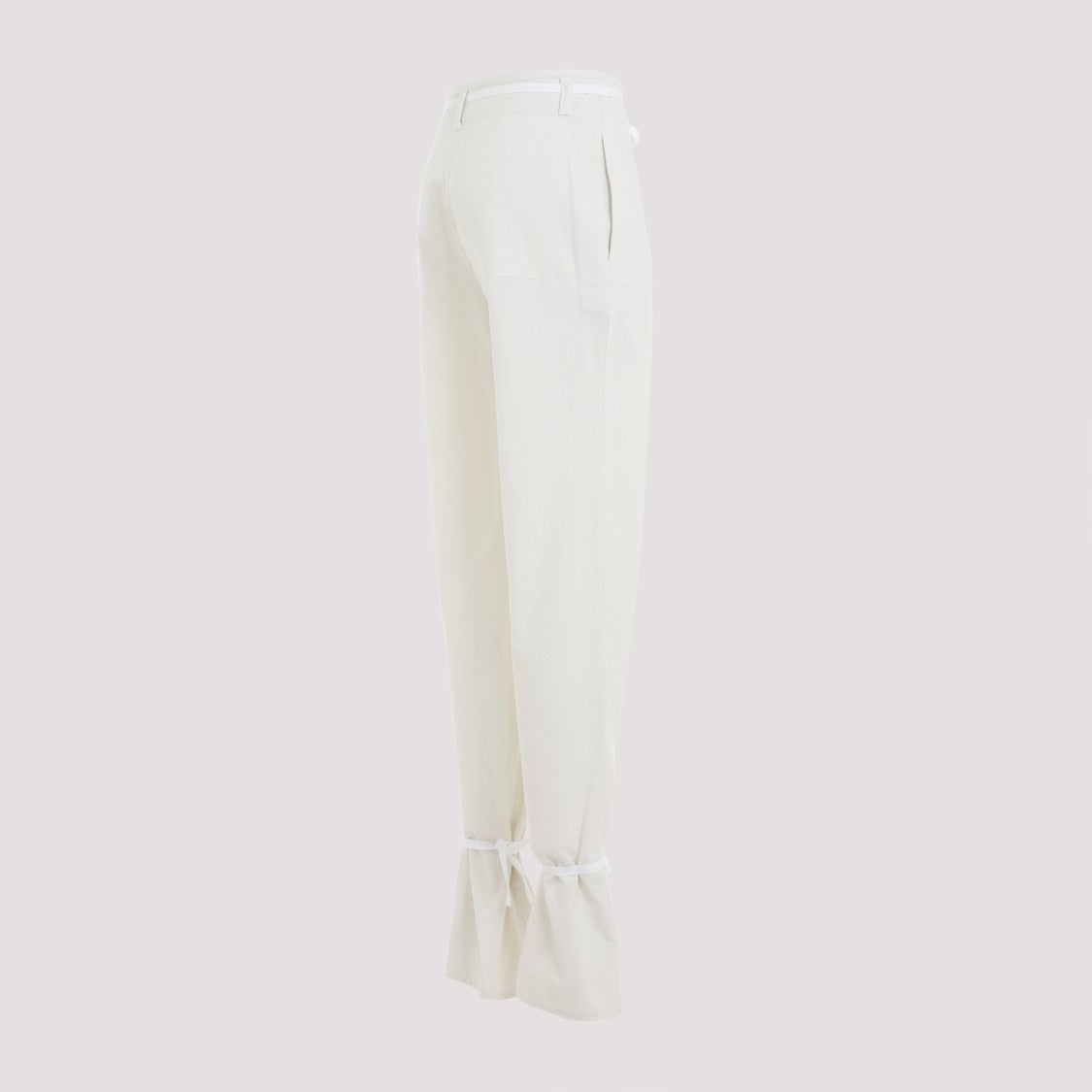 Chalk White Cotton Straight Pants