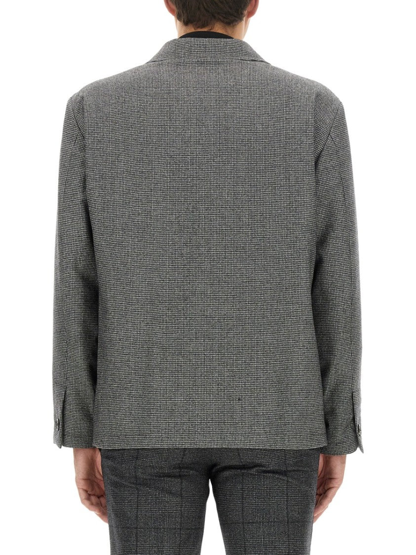 Grey Wool Shirt With Classic Collar
