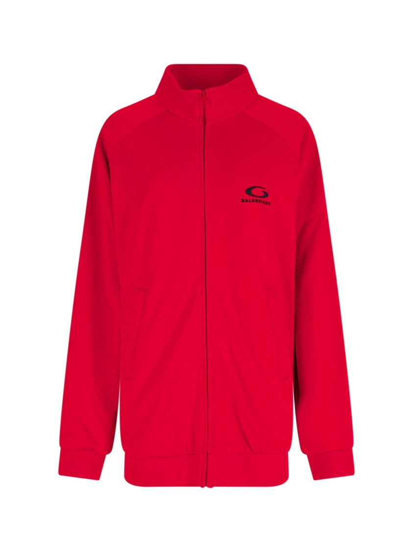 Zip-Up Logo Sweatshirt – Red