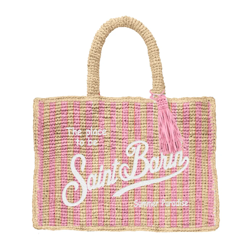 Woven Rectangular Tote Bag with Decorative Tassel