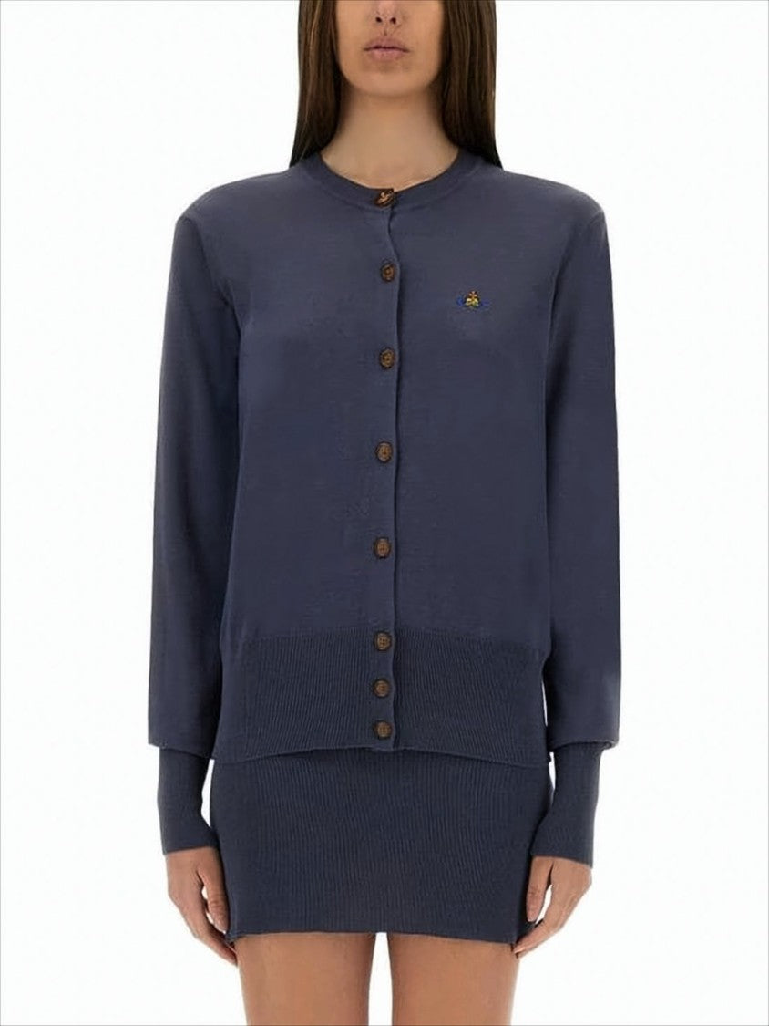 Classic Cotton Cardigan with Layered Hem