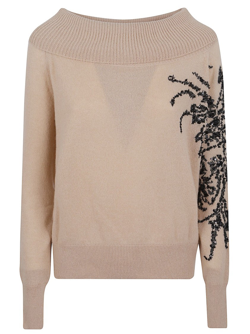 Deep Boat Neck Cashmere Sweater