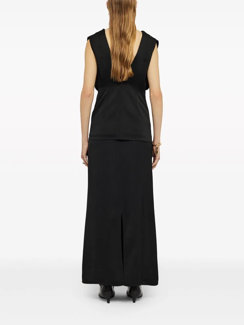 Black Structured Gathered Acetate Top