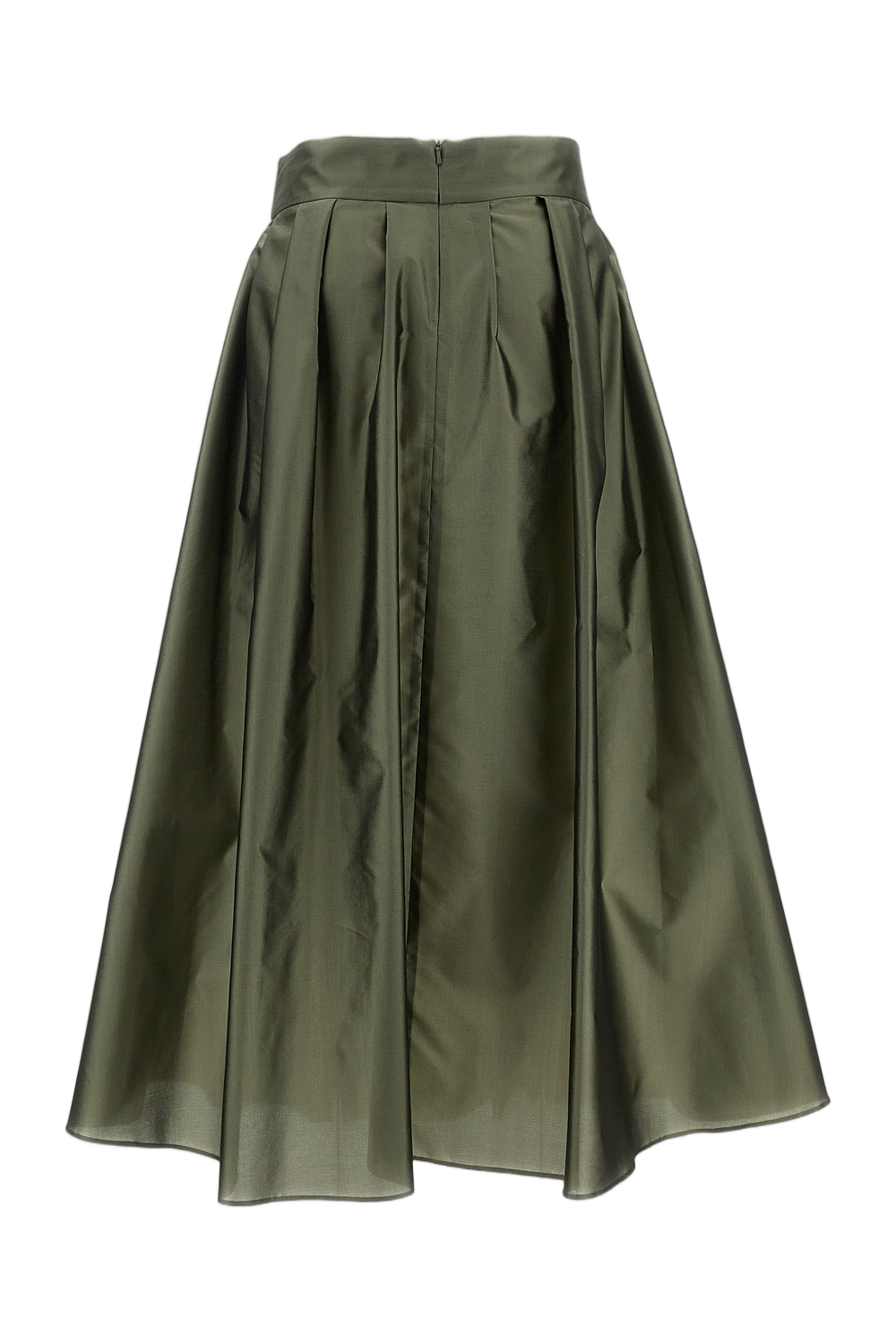 Pleated Midi Skirt in Silk Blend Taffeta