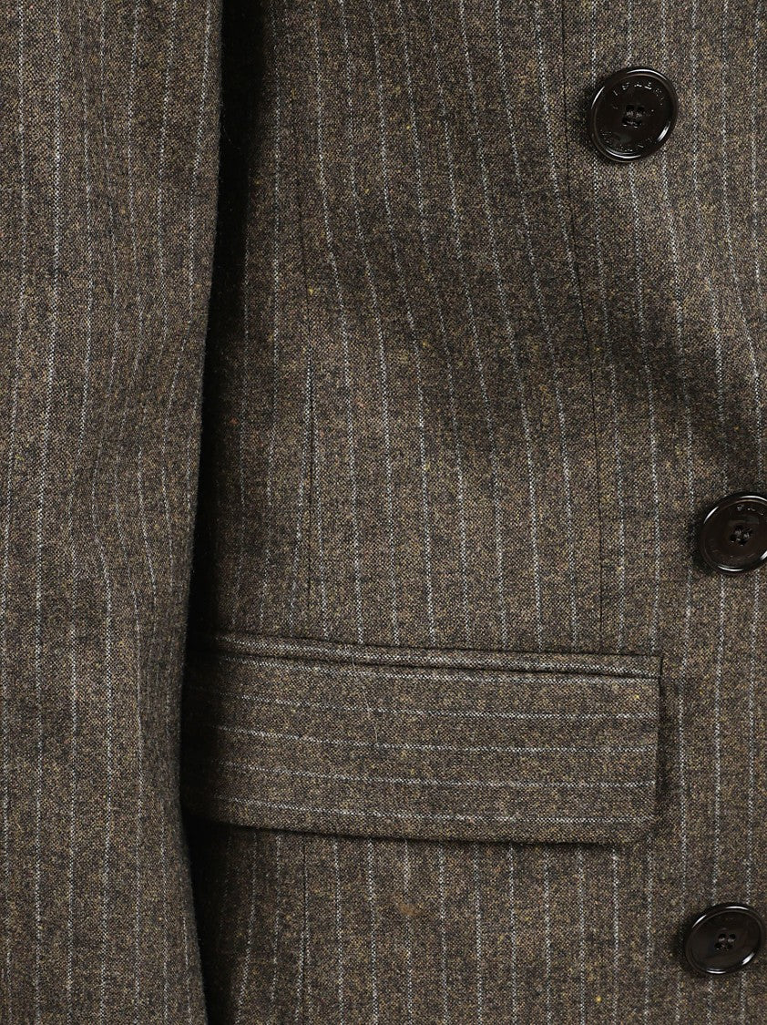 Striped Wool Blend Suit Jacket