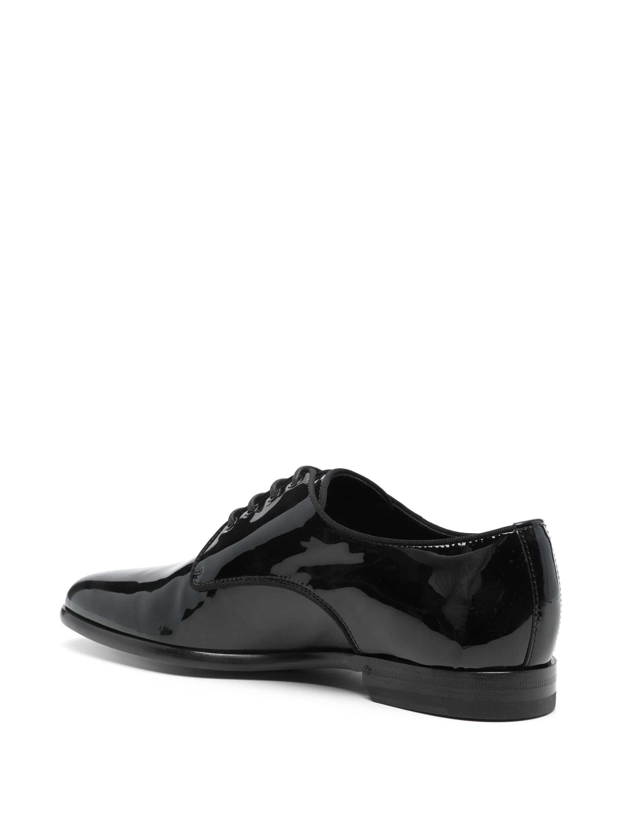 Polished Lacquered Leather Gros-Grain Derby Shoes