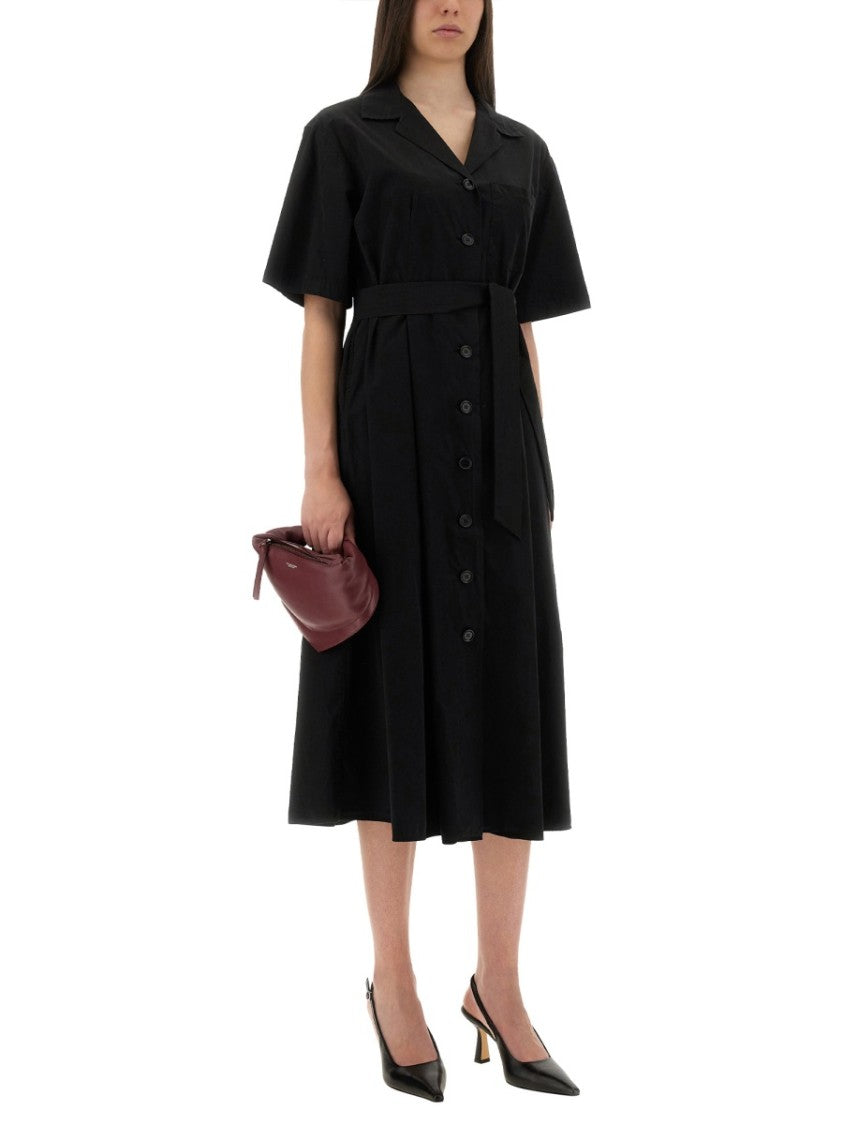 Button-Down Midi Dress With Belted Waist