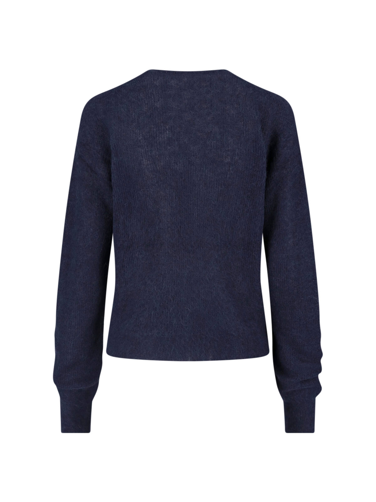 Blue Fuzzy Textured Cropped Sweater