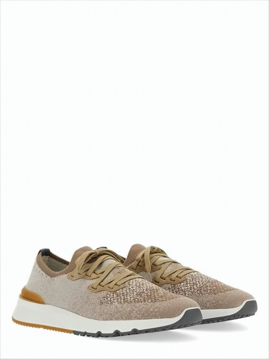 Textured Knit Sneakers with Mustard Accent