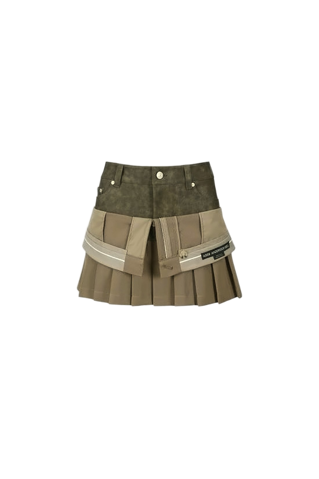 Layered Pleated Mini Skirt with Suede-Like Texture