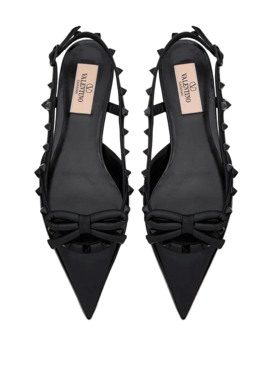Pointed-Toe Slingback Pumps with Bow Detail