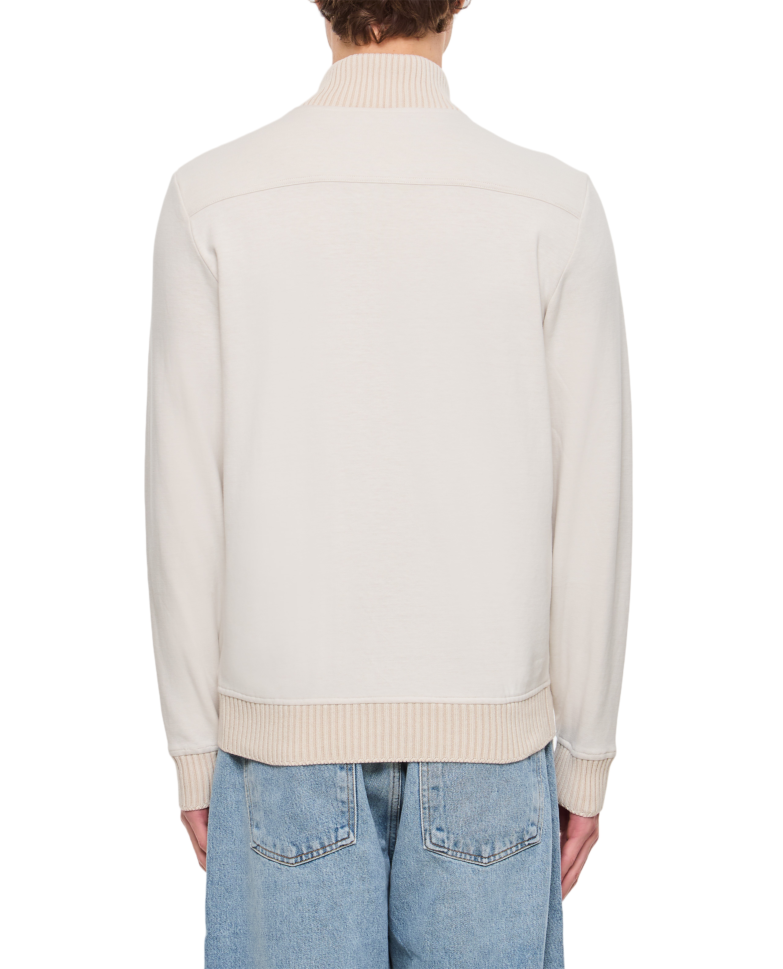 Beige Bomber Jacket With Button Closure