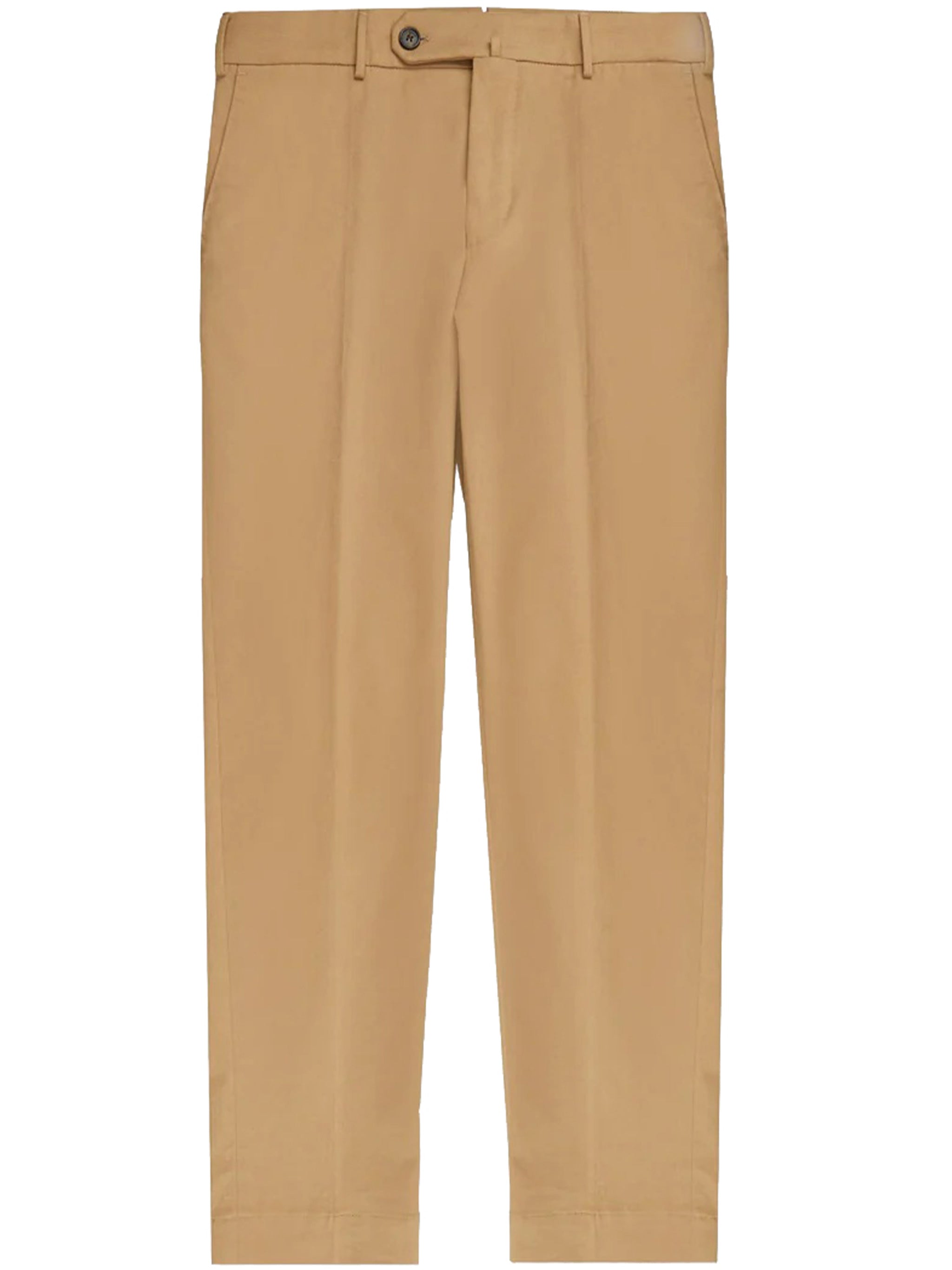 Tan Straight-Leg Casual Cotton Trousers