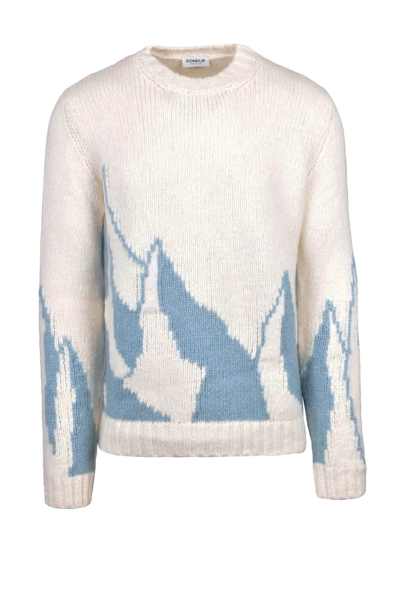 Crewneck Sweater - White/Sky Blue