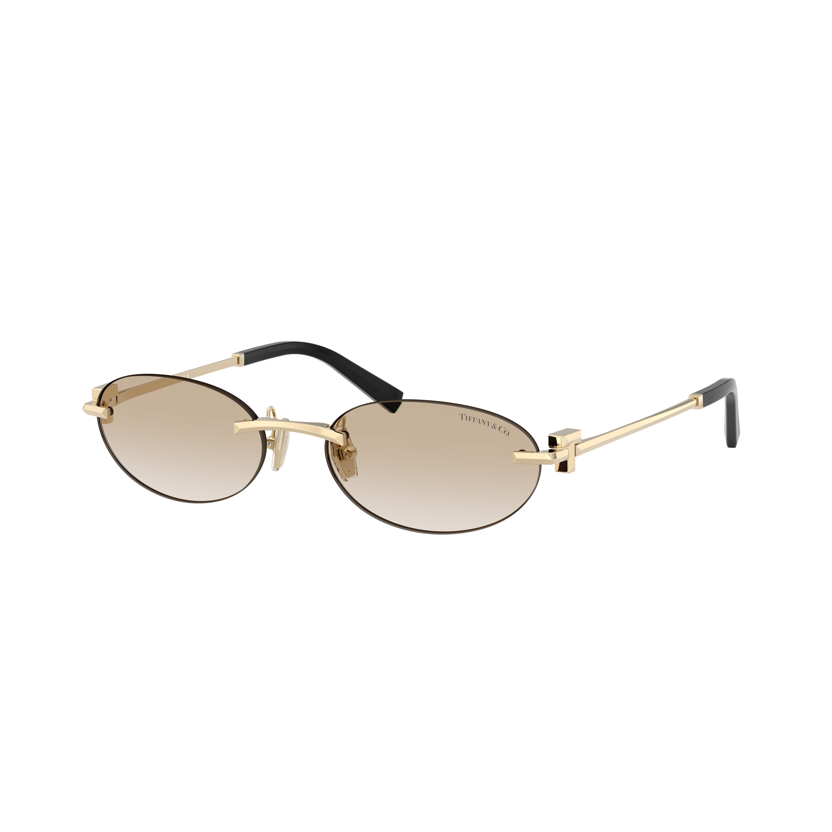 Oval Rimless Sunglasses with Gradient Brown Lenses