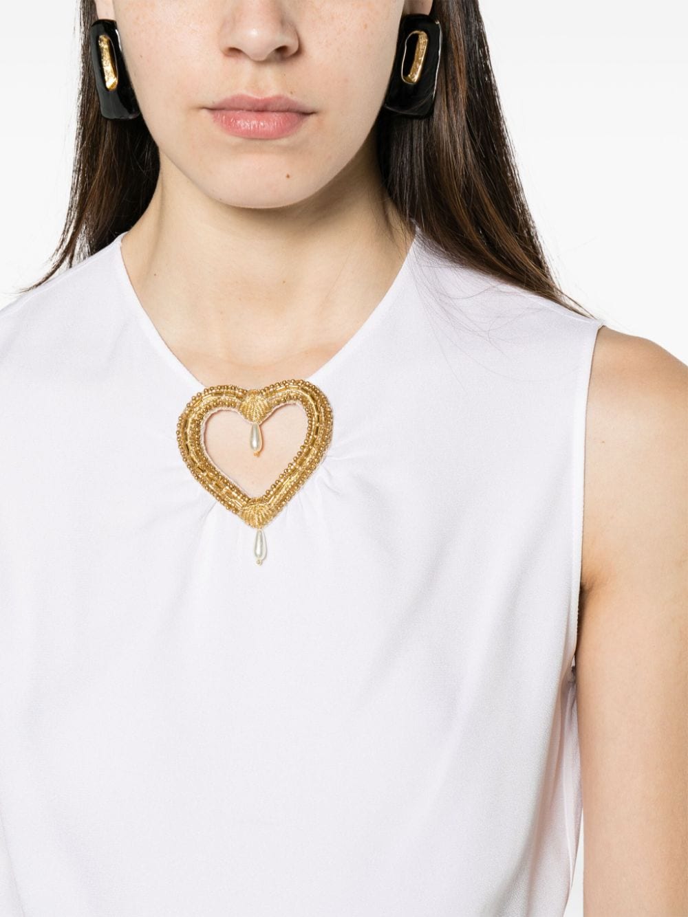 Crepe Top with Heart Appliqué