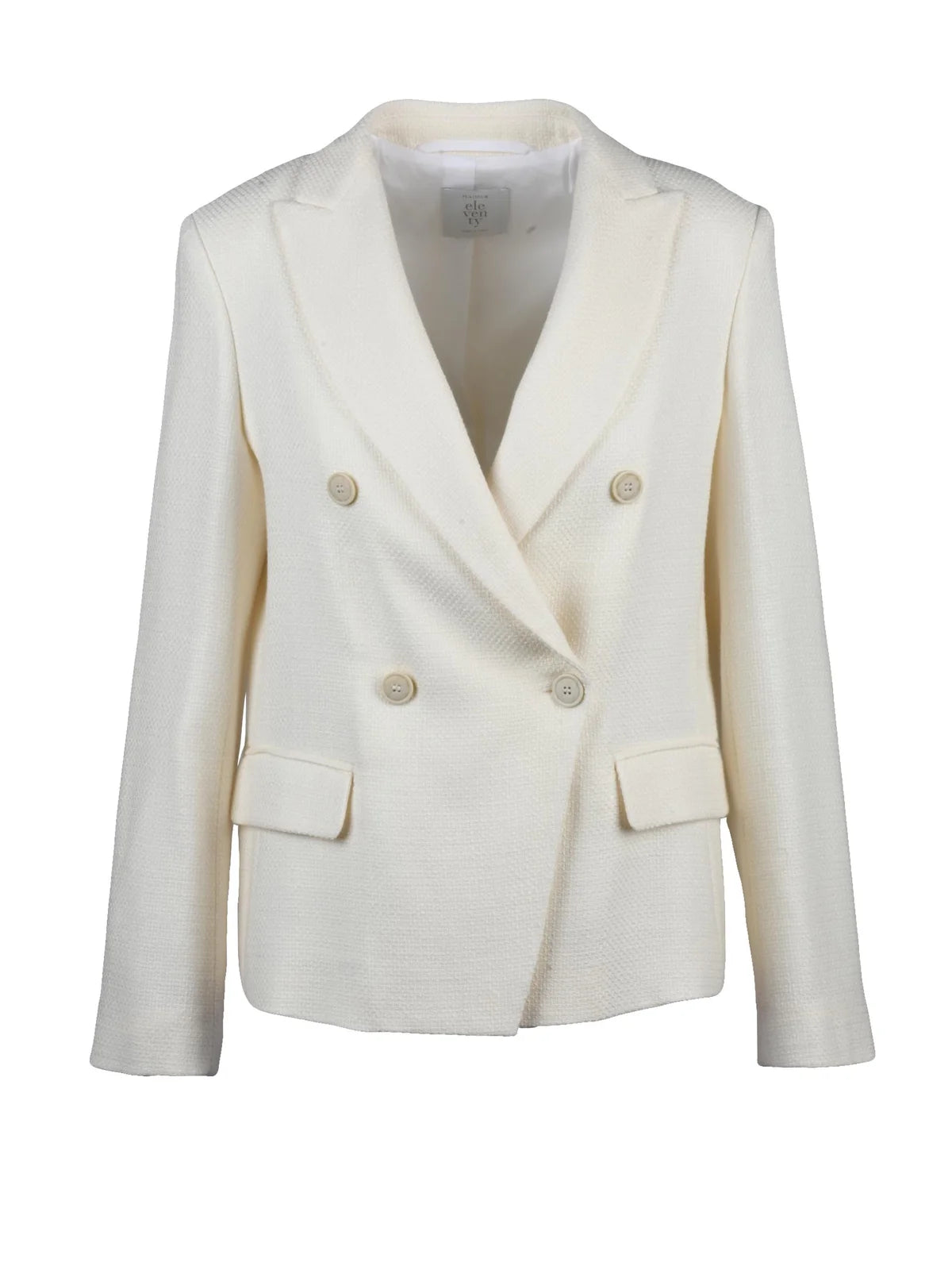 White Double-Breasted Wool Cotton Silk Jacket