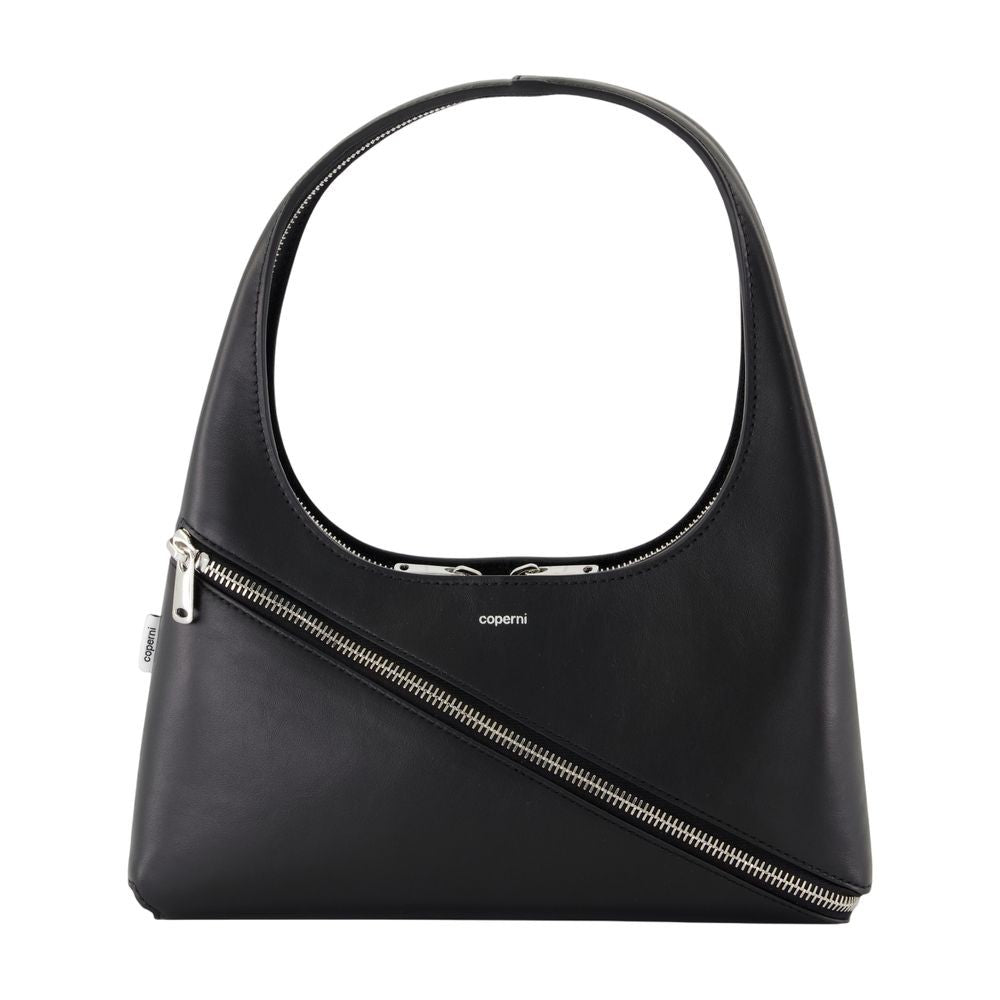Zip Handbag - Leather - Black