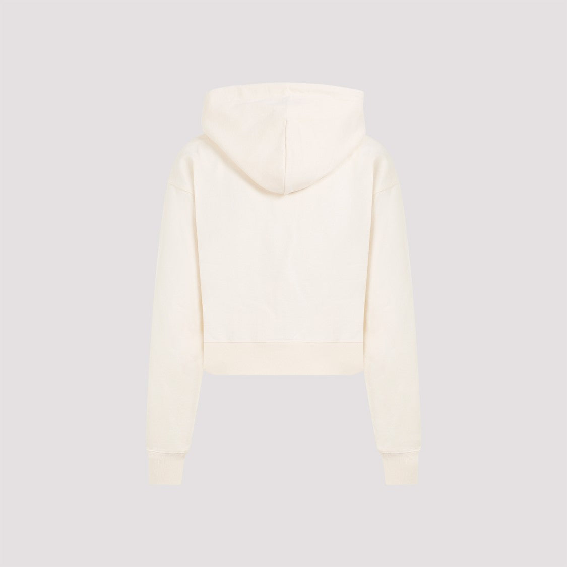 Cropped Light Beige Hoodie With Drawstring