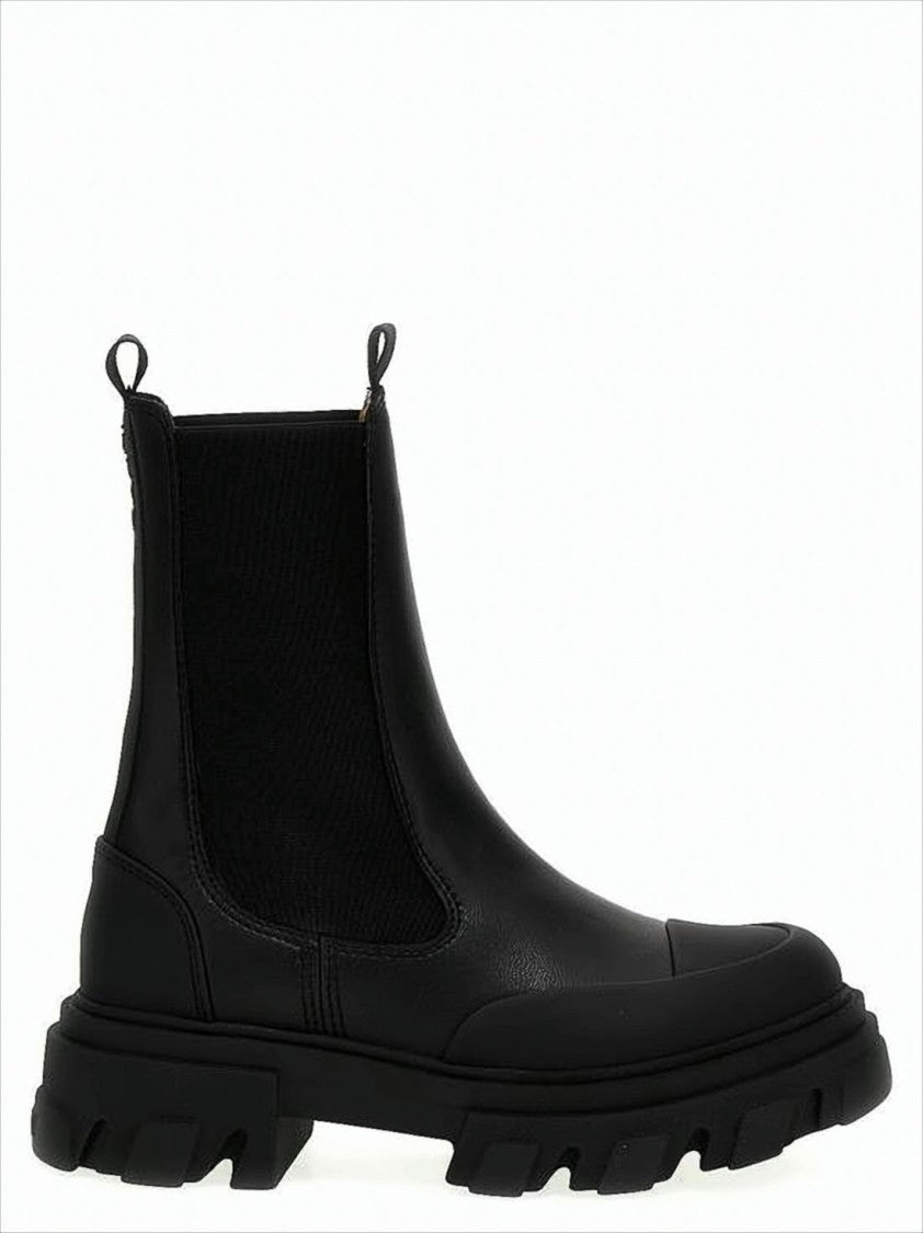 Black Ankle Boots with Rugged Rubber Sole