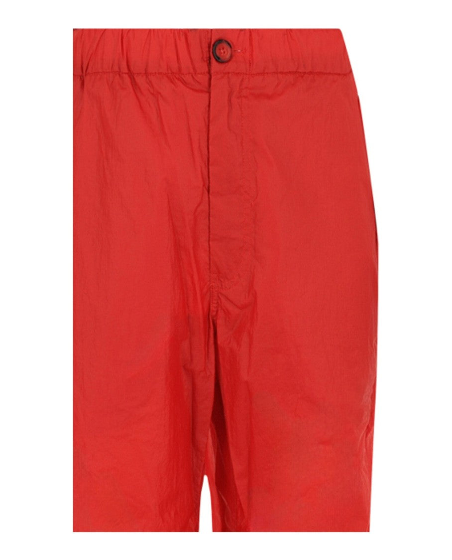 Coated Drawstring Straight-Leg Pants