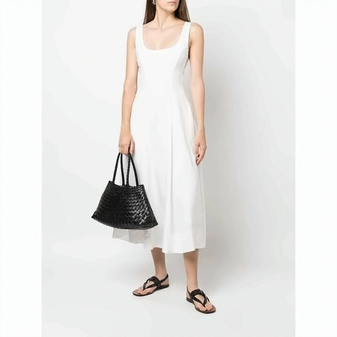 Woven Black Buffalo Leather Tote Bag