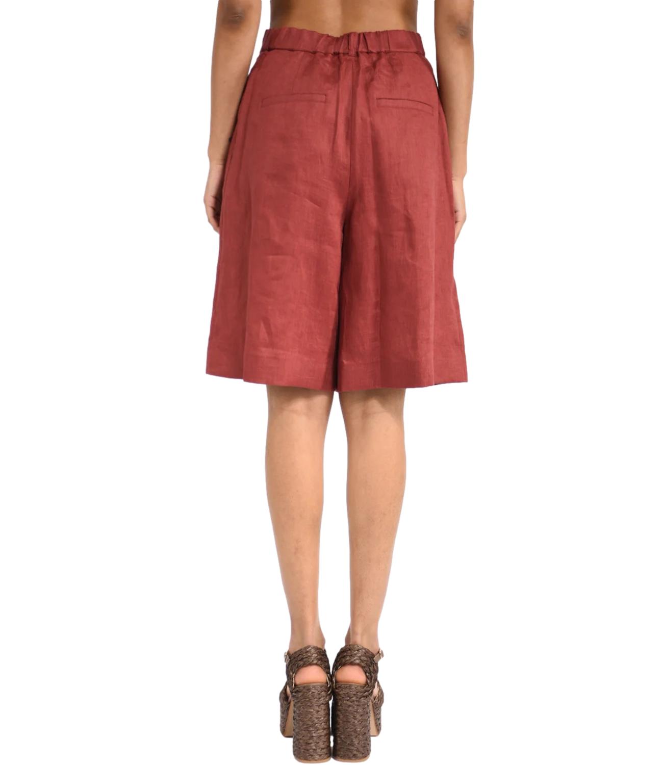Red Virgin Wool Casual Shorts
