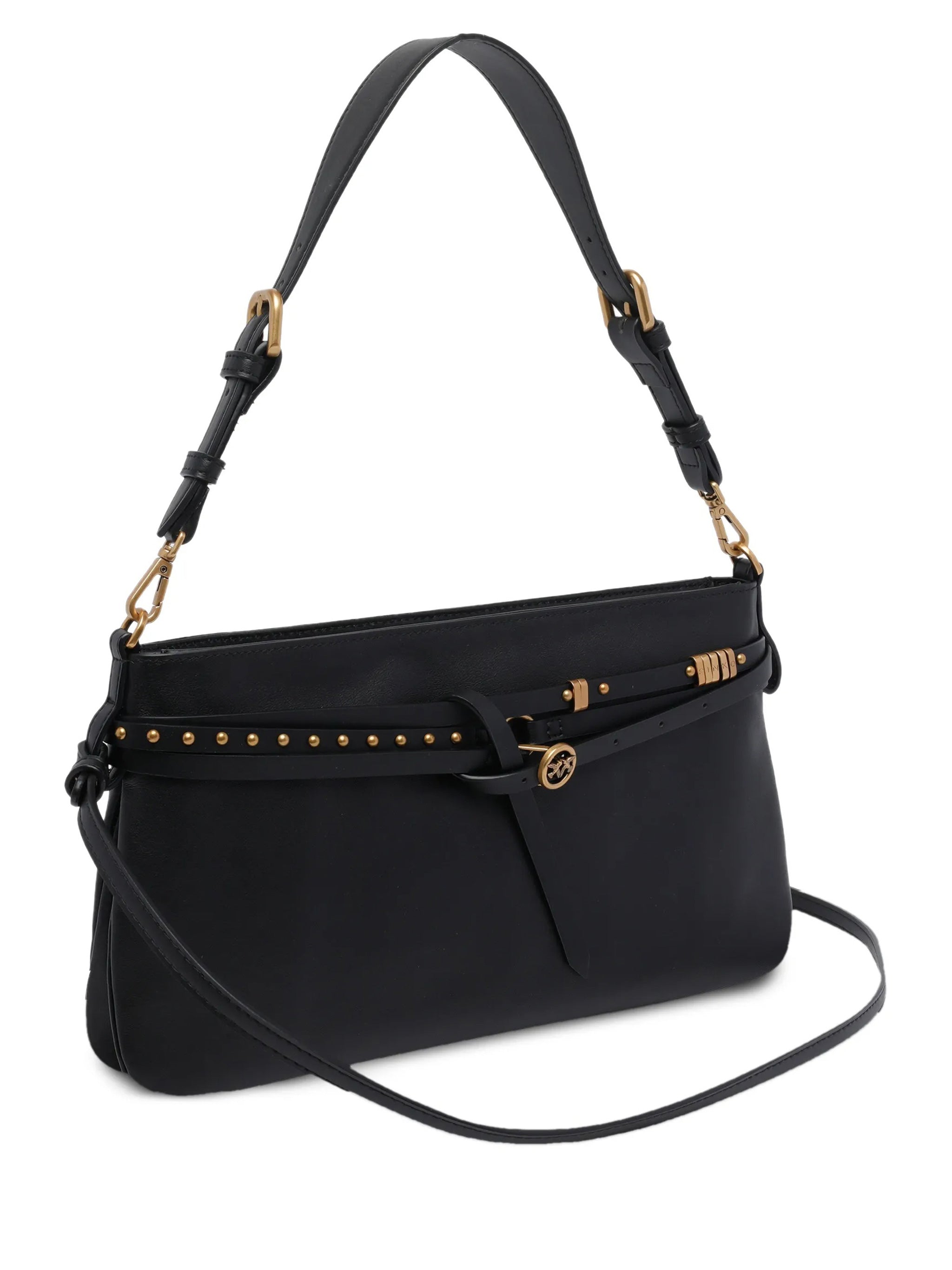 Black Mini Structured Leather Shoulder Bag