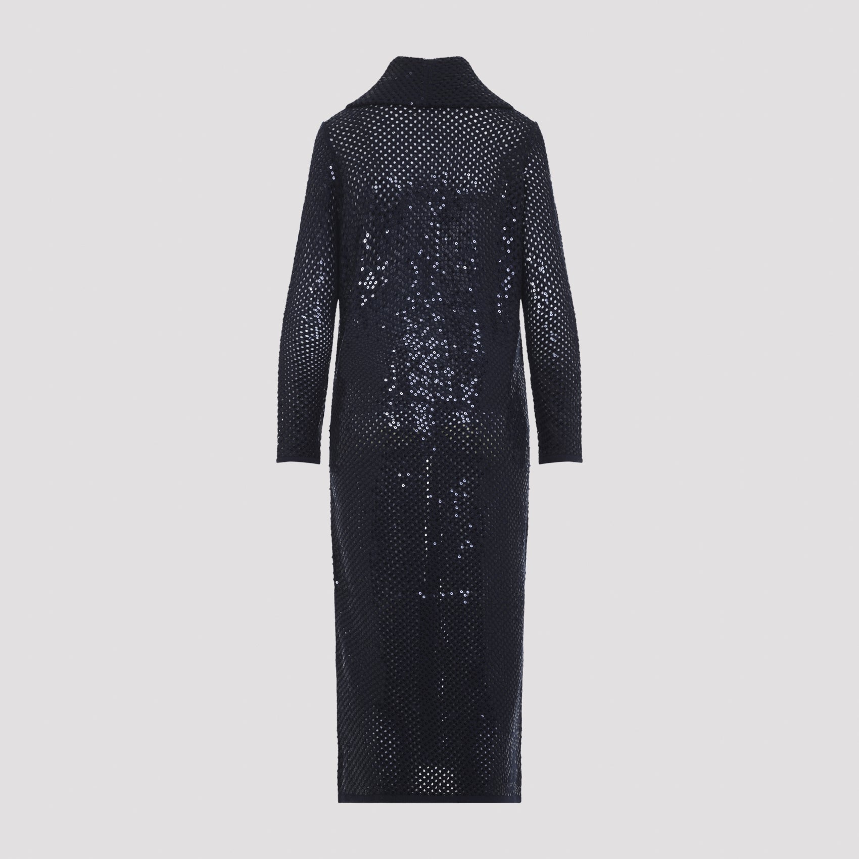 Open-Front Cashmere Sweater with Mesh-Knit and Sequins